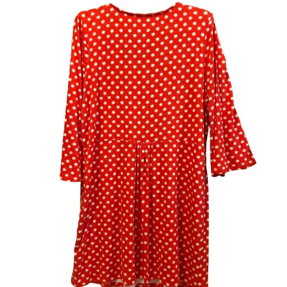 Boden Sz 18 V-Neck Midi Dress Red White Starburst A-Line 3/4 Bell Sleeve Flowy G - Picture 6 of 8